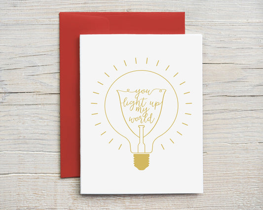 Card "You light up my world"